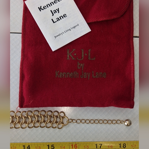 Vtg Gold Tone Collar Choker Necklace KJL 15” Long Statement Gorgeous - Picture 5 of 9